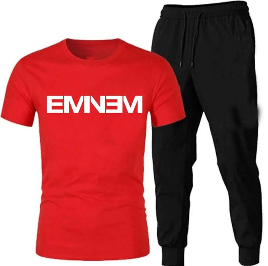 Premium Micro Men’s Tracksuit Emnem Print – Comfortable Sportswear | Gym & Workout Suit - Black Large